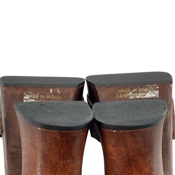 1990s Y2K Wood Soled Bongo Platform Brown Sandals Women’s Size 8 (HF16) - Picture 10 of 11